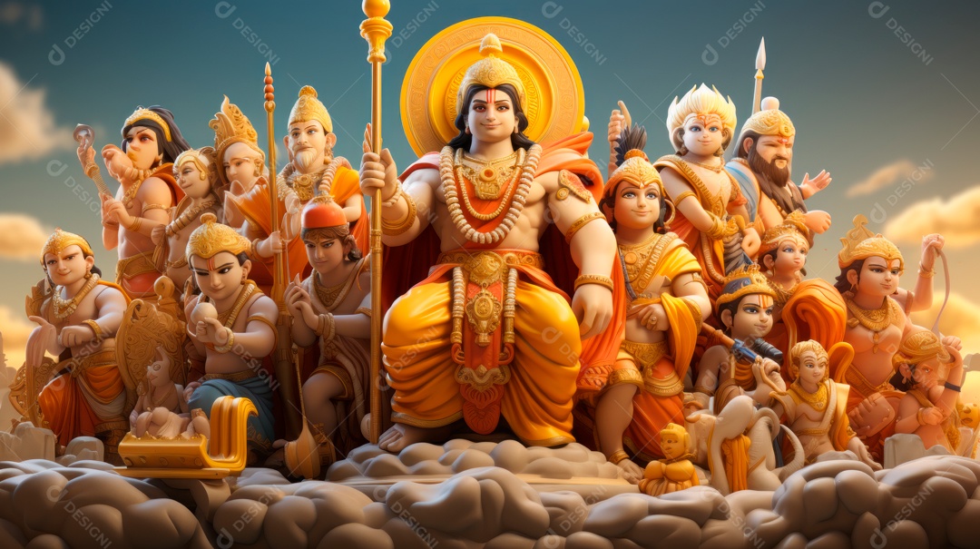 Ram Navami dia 17 de abril Desenho 3D Generative AI.