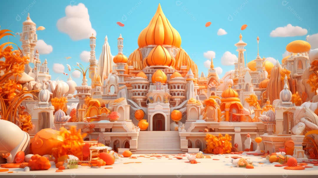 Ram Navami dia 17 de abril Desenho 3D Generative AI.