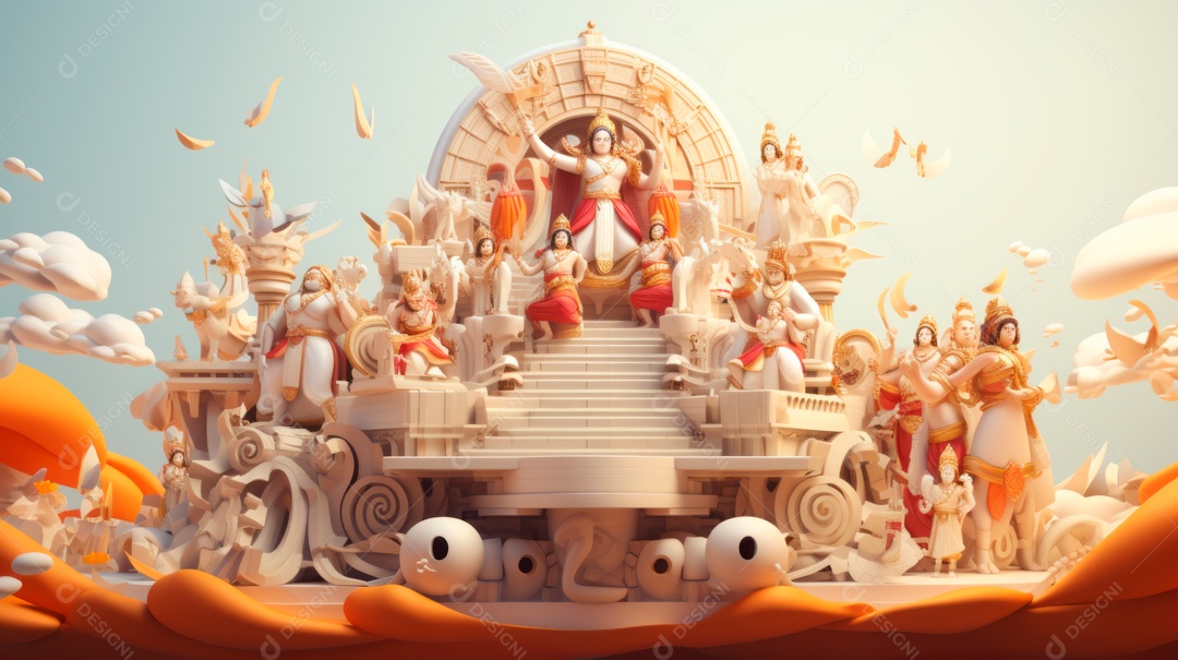 Ram Navami dia 17 de abril Desenho 3D Generative AI.
