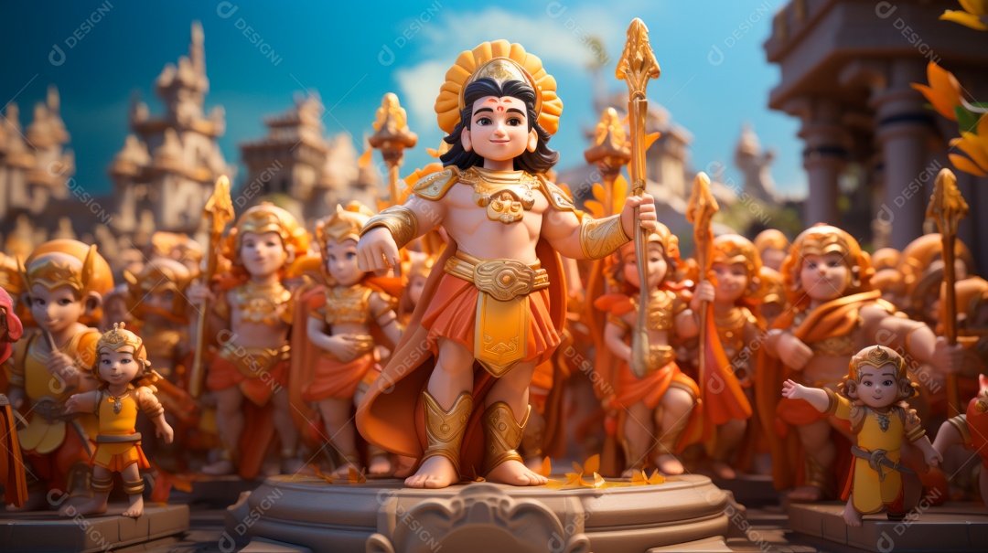 Ram Navami dia 17 de abril Desenho 3D Generative AI.