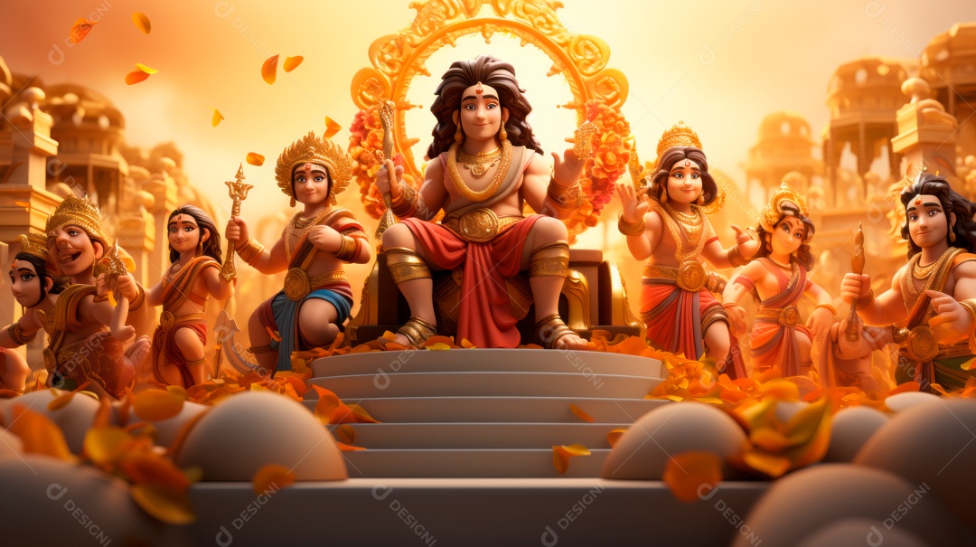 Ram Navami dia 17 de abril Desenho 3D Generative AI.