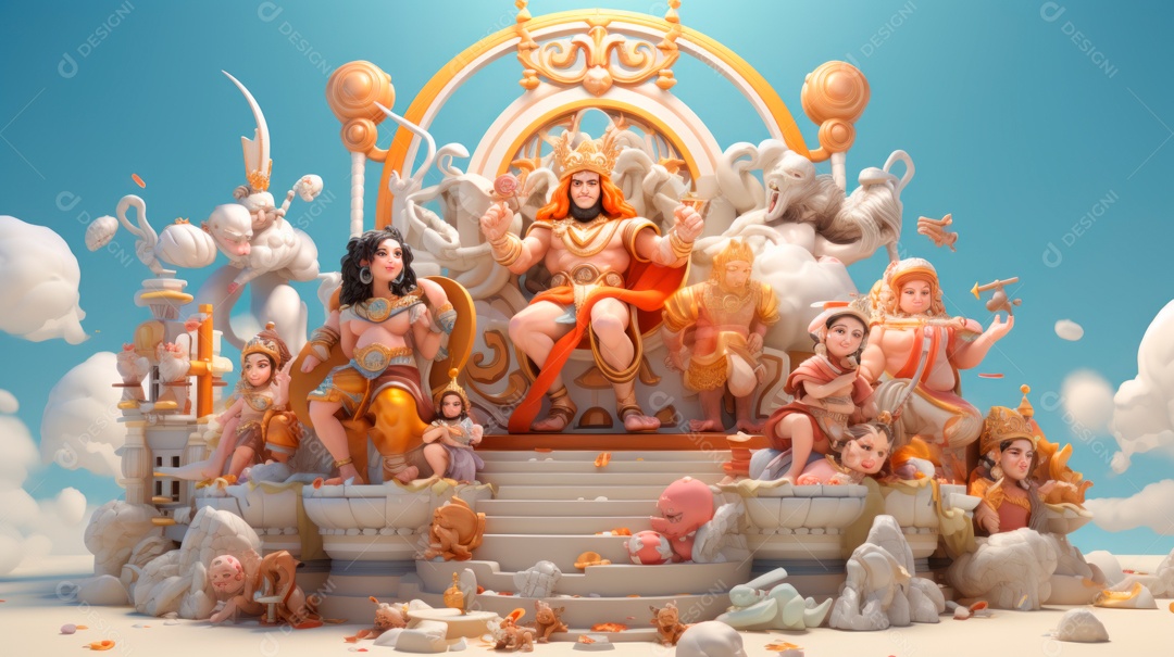 Ram Navami dia 17 de abril Desenho 3D Generative AI.