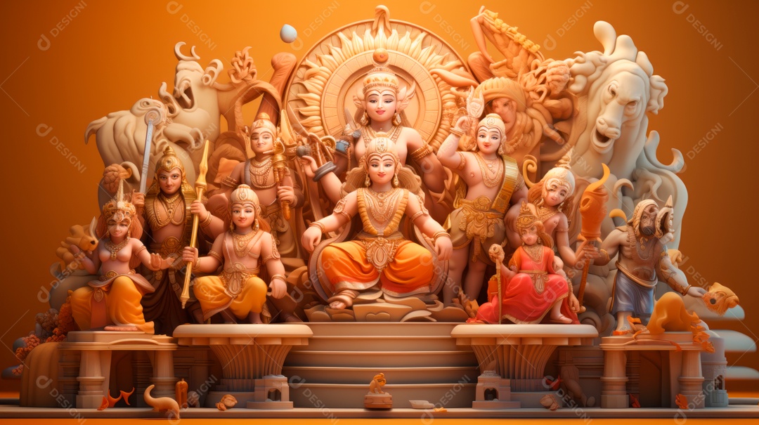 Ram Navami dia 17 de abril Desenho 3D Generative AI.