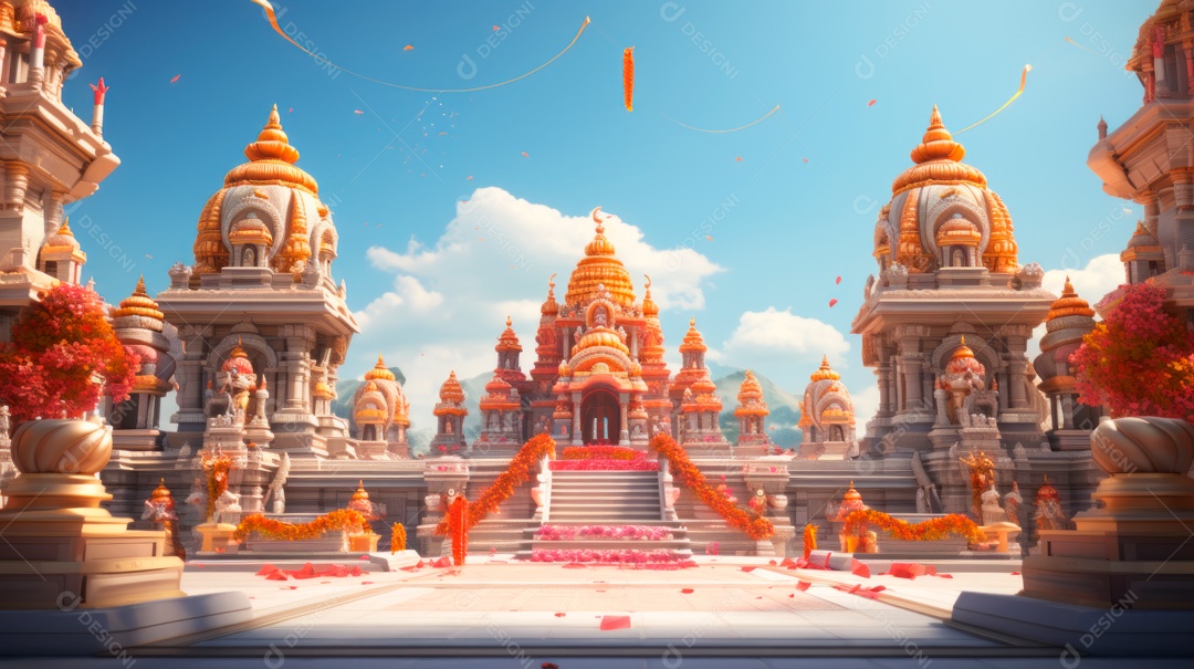 Ram Navami dia 17 de abril Desenho 3D Generative AI.