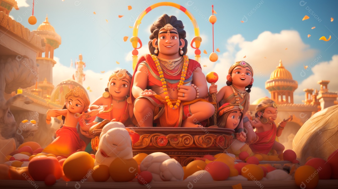 Ram Navami dia 17 de abril Desenho 3D Generative AI.