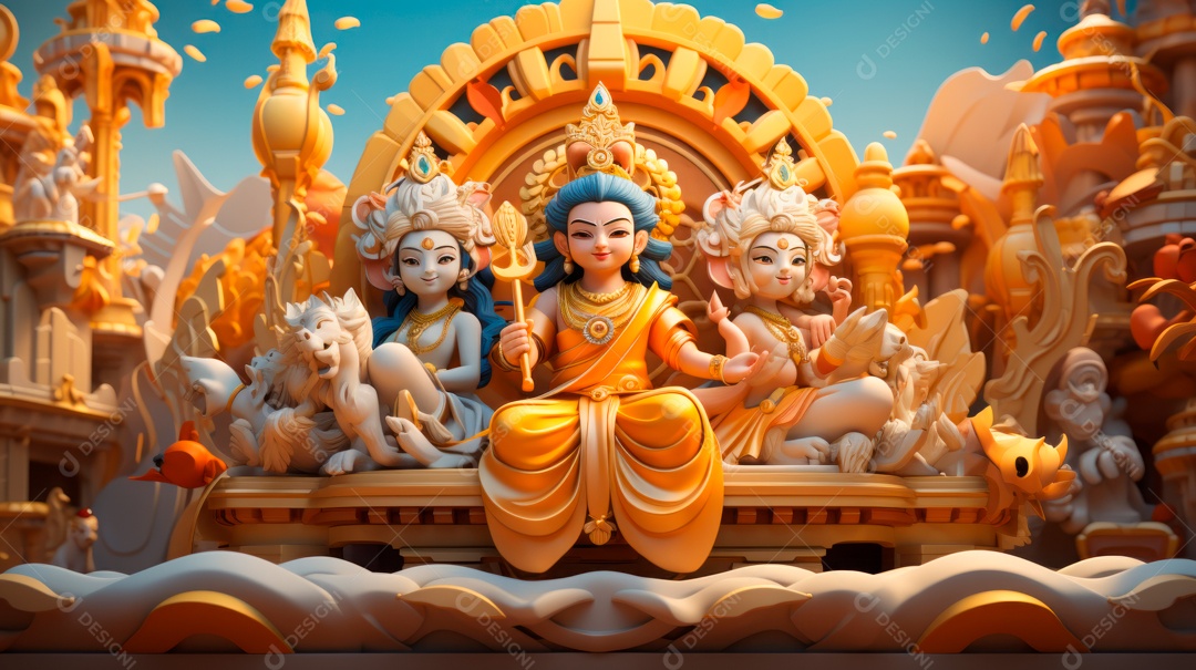 Ram Navami dia 17 de abril Desenho 3D Generative AI.