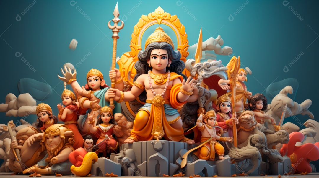 Ram Navami dia 17 de abril Desenho 3D Generative AI.