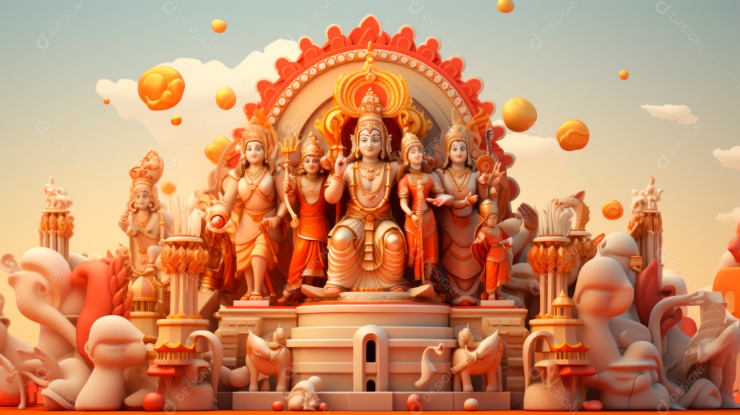 Ram Navami dia 17 de abril Desenho 3D Generative AI.