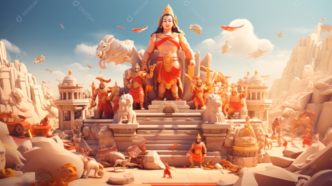 Ram Navami dia 17 de abril Desenho 3D Generative AI.