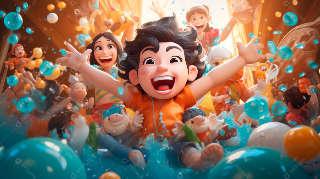 Songkran Dia 13 a 15 de abril Desenho 3D.