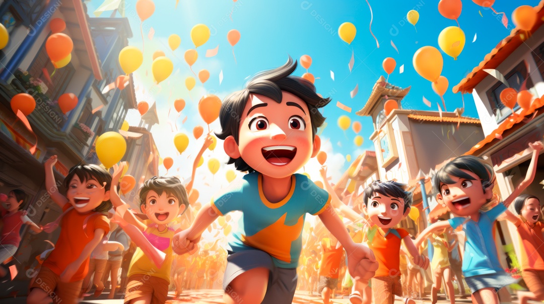 Songkran Dia 13 a 15 de abril Desenho 3D.