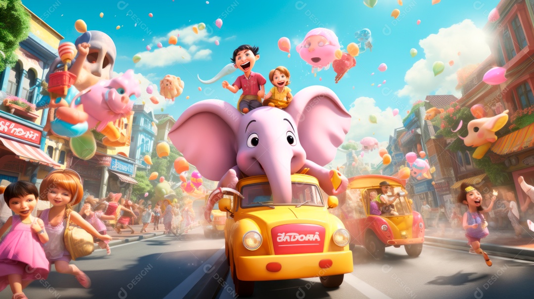 Songkran Dia 13 a 15 de abril Desenho 3D.