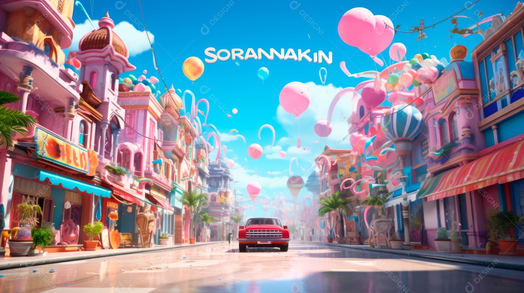 Songkran Dia 13 a 15 de abril Desenho 3D.