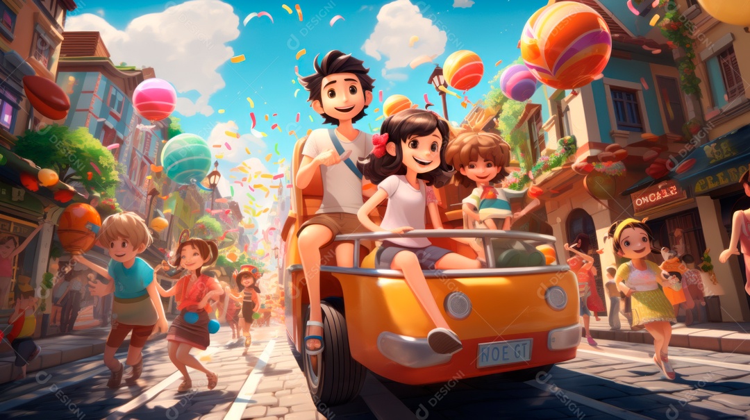 Songkran Dia 13 a 15 de abril Desenho 3D.