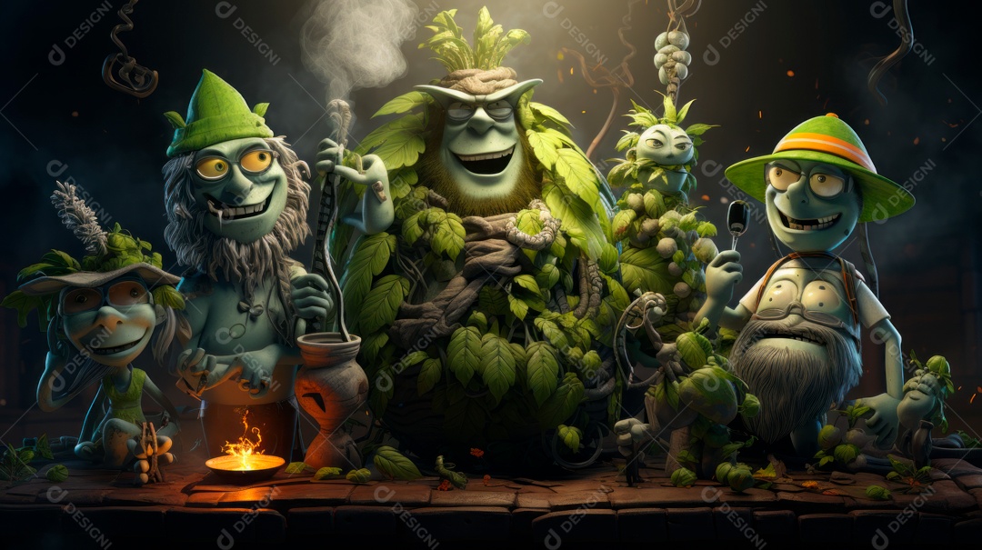 Dia Mundial da Cannabis, 20 de abril, IA generativa de desenhos animados em 3D.