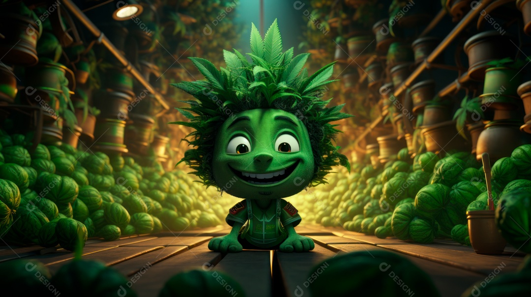 Dia Mundial da Cannabis, 20 de abril, IA generativa de desenhos animados em 3D.