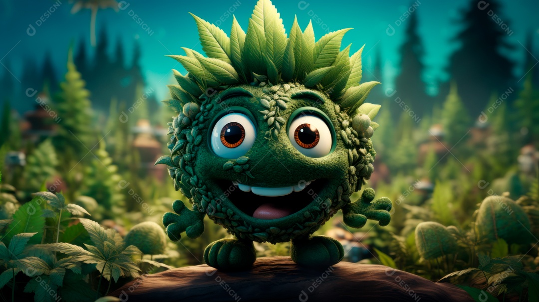 Dia Mundial da Cannabis, 20 de abril, IA generativa de desenhos animados em 3D.