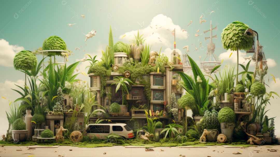 Dia Mundial da Cannabis, 20 de abril, IA generativa de desenhos animados em 3D.