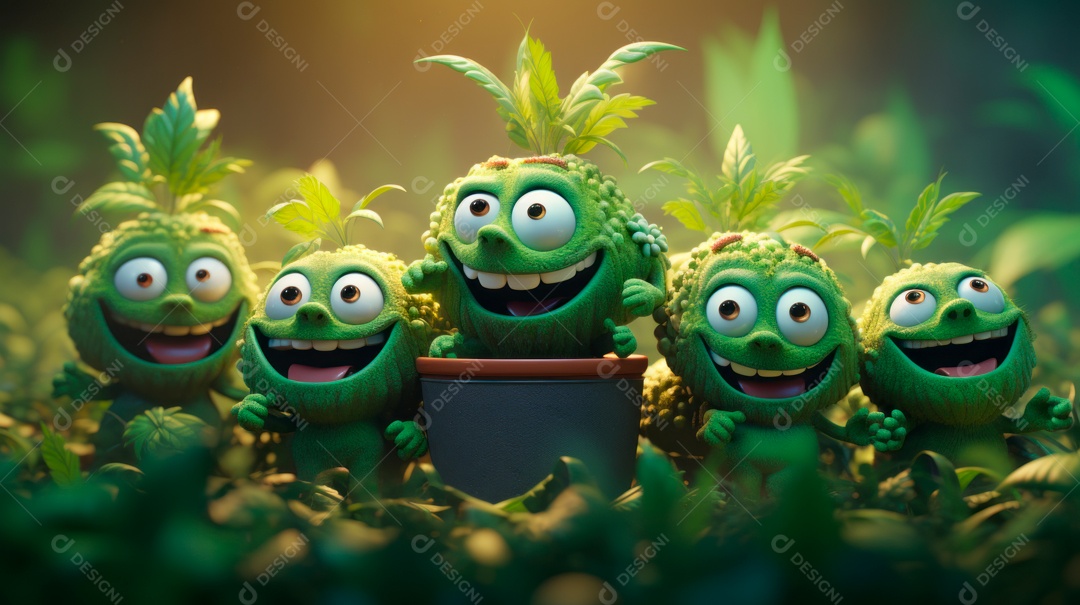 Dia Mundial da Cannabis, 20 de abril, IA generativa de desenhos animados em 3D.