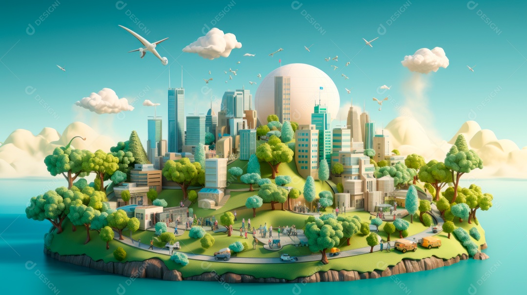 Dia Mundial da Saúde, 7 de abril, IA generativa de desenhos animados em 3D.