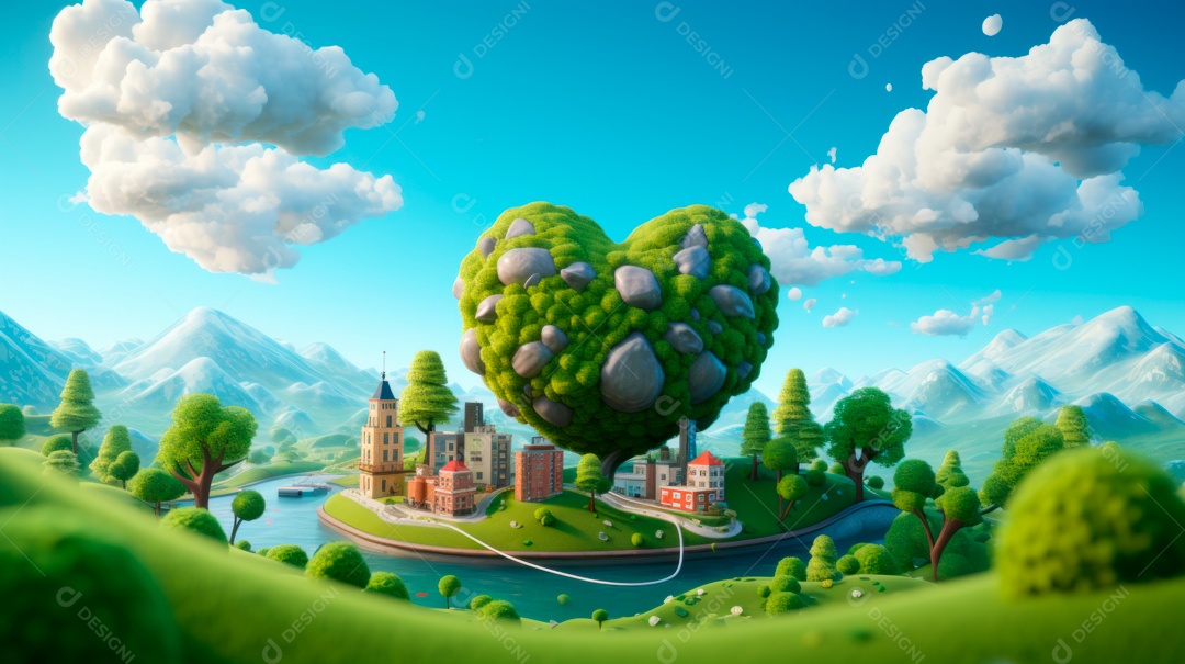 Dia Mundial da Saúde, 7 de abril, IA generativa de desenhos animados em 3D.