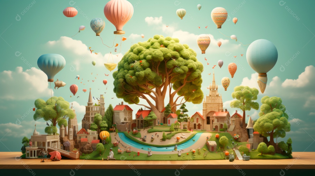 Dia Mundial da Saúde, 7 de abril, IA generativa de desenhos animados em 3D.