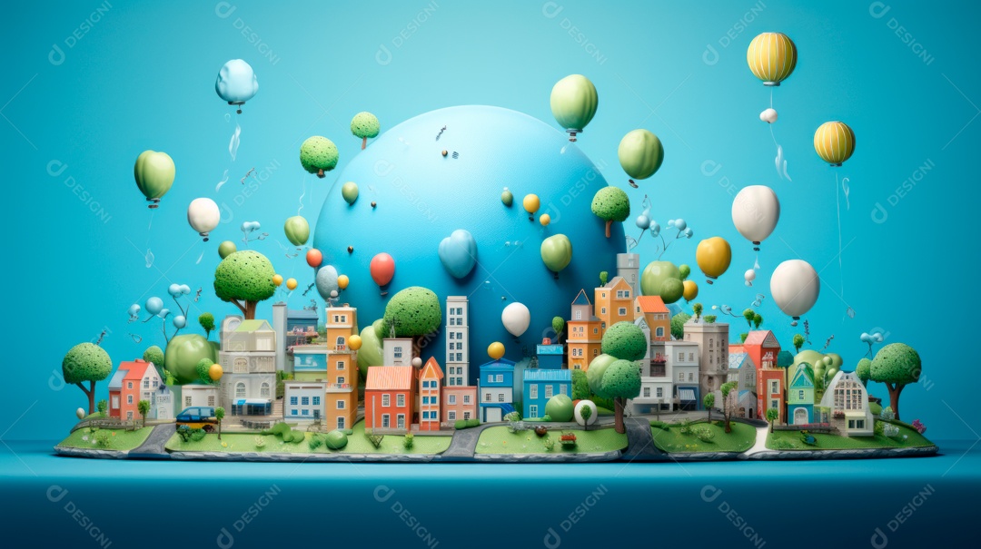 Dia Mundial da Saúde, 7 de abril, IA generativa de desenhos animados em 3D.