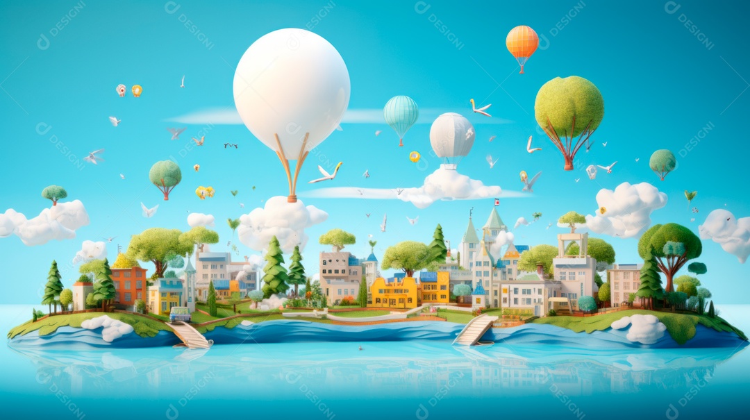 Dia Mundial da Saúde, 7 de abril, IA generativa de desenhos animados em 3D.