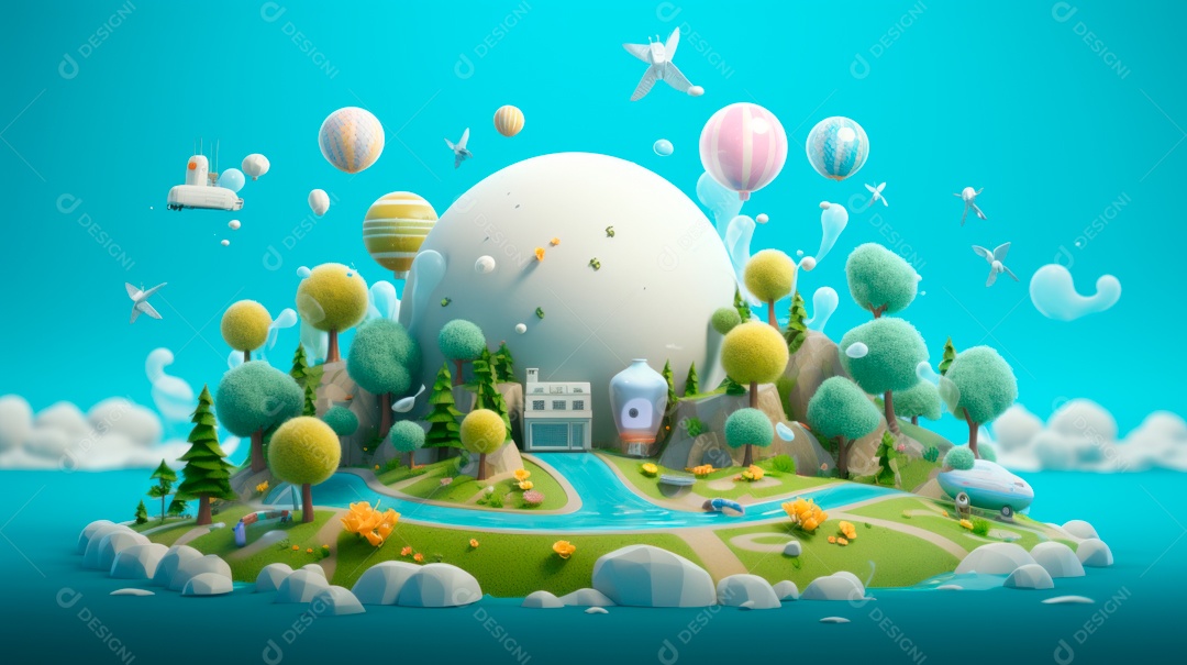 Dia Mundial da Saúde, 7 de abril, IA generativa de desenhos animados em 3D.