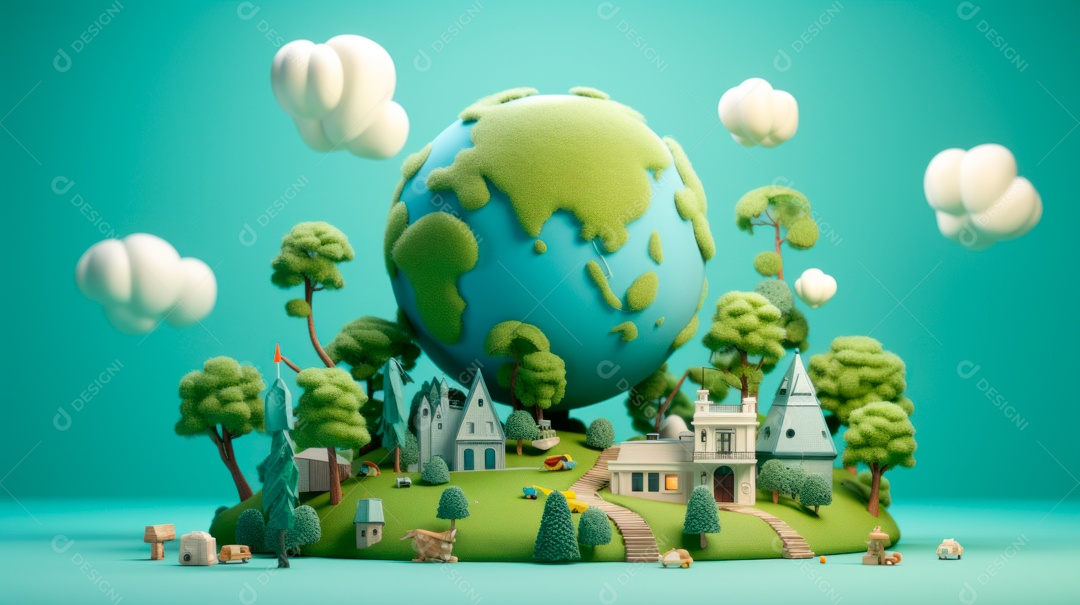 Dia Mundial da Saúde, 7 de abril, IA generativa de desenhos animados em 3D.