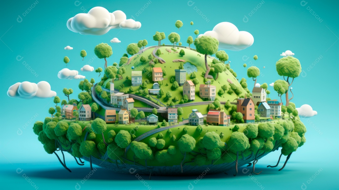 Dia Mundial da Saúde, 7 de abril, IA generativa de desenhos animados em 3D.