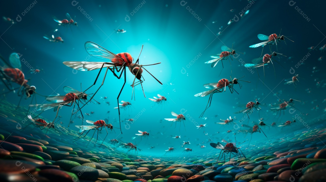 Dia Mundial da Malária, 25 de abril, IA generativa de desenhos animados em 3D.