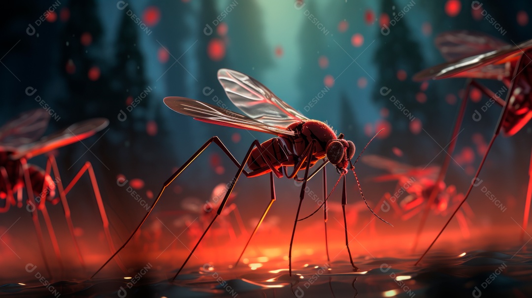 Dia Mundial da Malária, 25 de abril, IA generativa de desenhos animados em 3D.