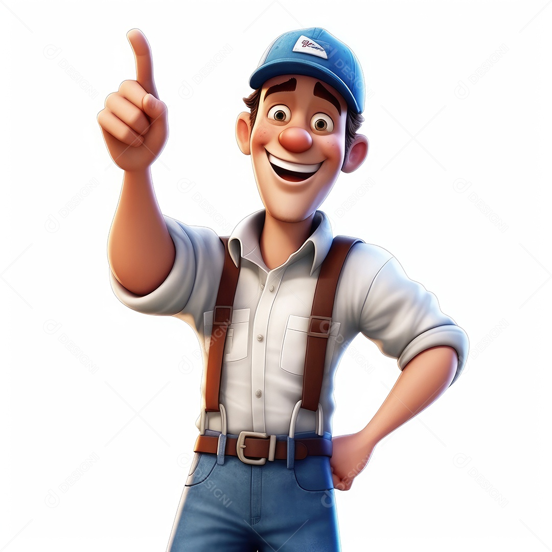 Personagem de um homem trabalhador sobre fundo branco