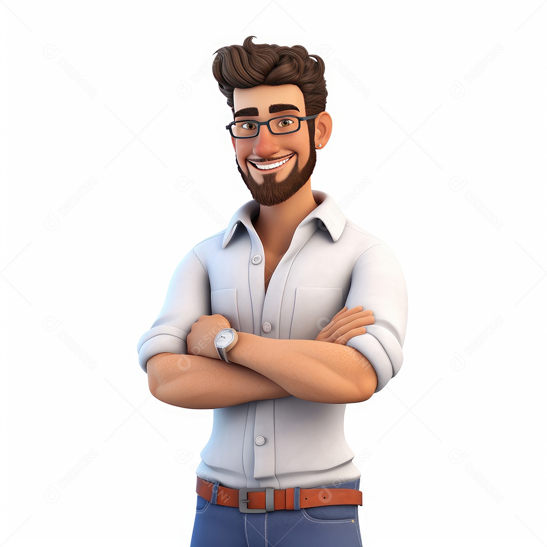 Homem bonito personagem ilustrativos sobre fundo branco