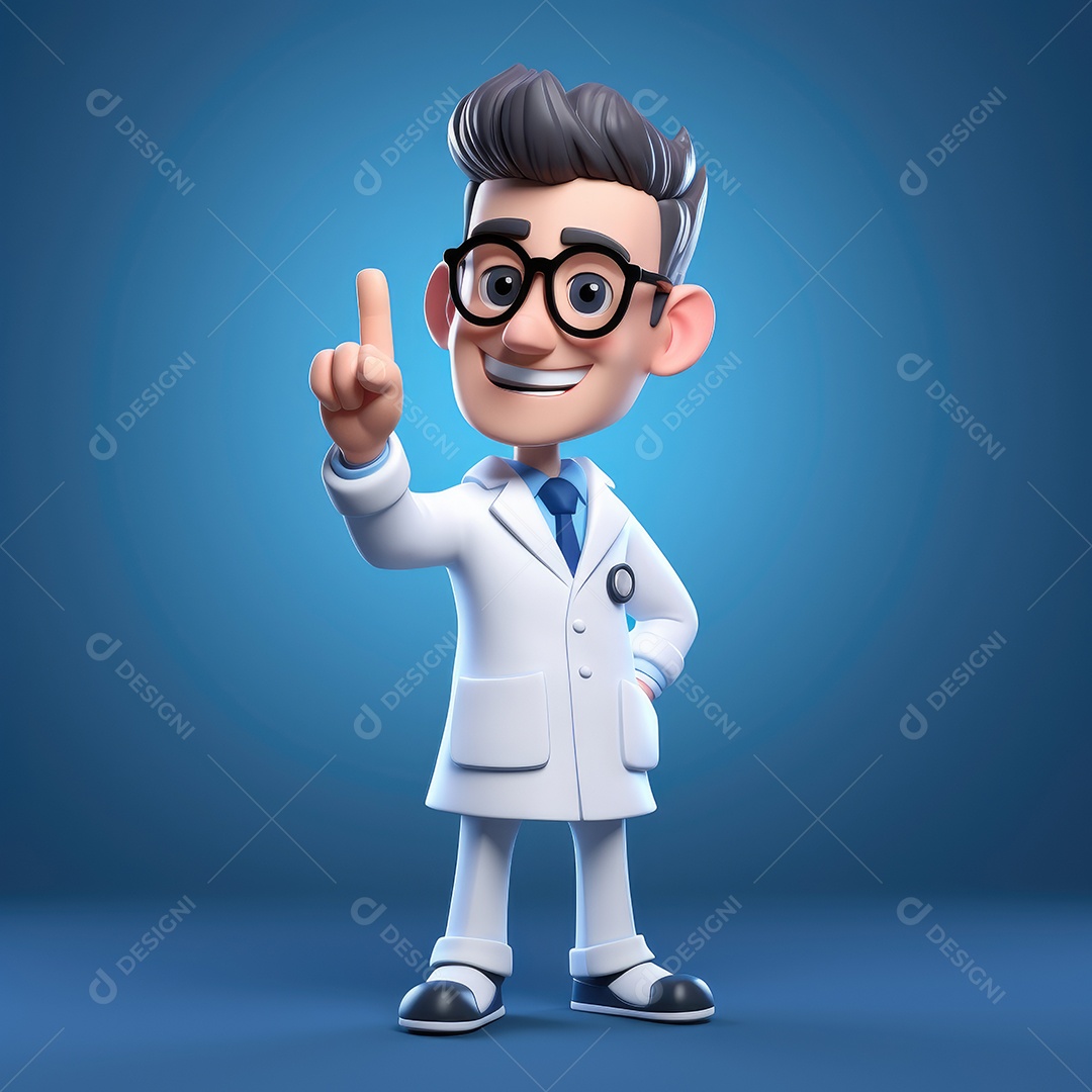 Desenho animado que representa um profissional da saúde como um médico ou enfermeiro