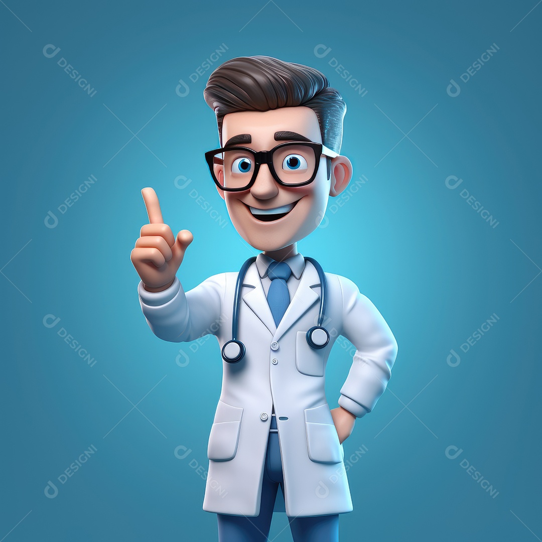 Desenho animado que representa um profissional da saúde como um médico ou enfermeiro