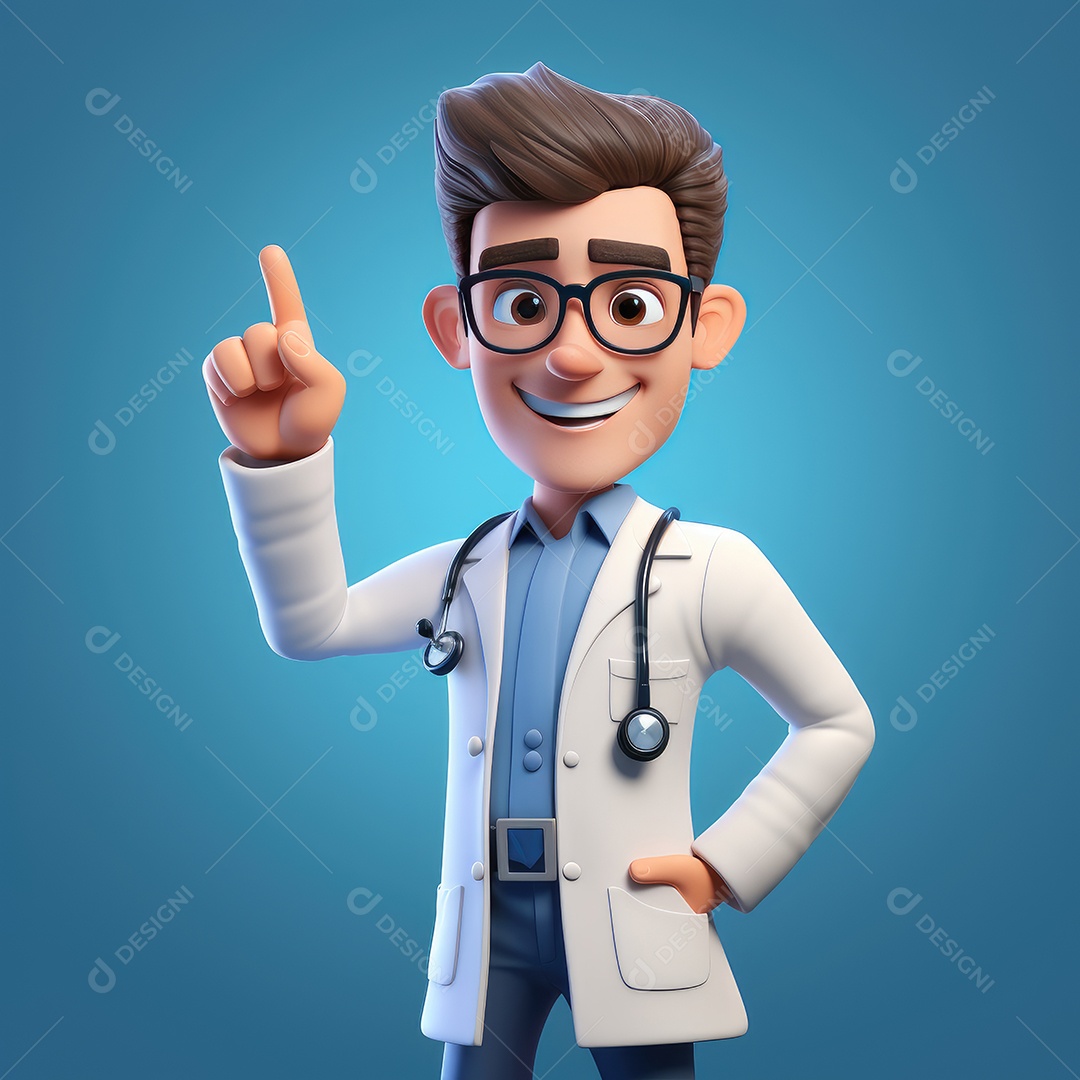 Desenho animado que representa um profissional da saúde como um médico ou enfermeiro