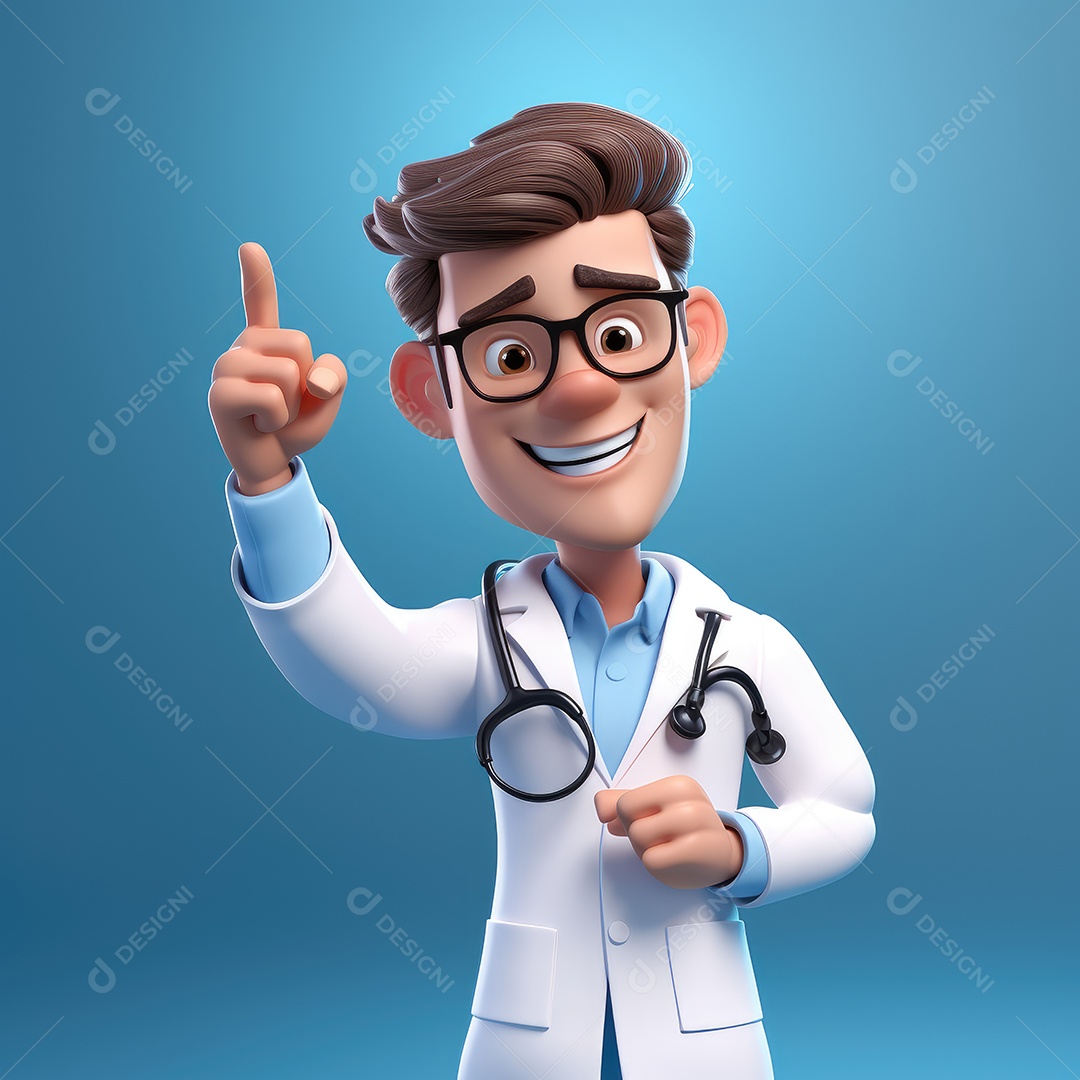 Desenho animado que representa um profissional da saúde como um médico ou enfermeiro