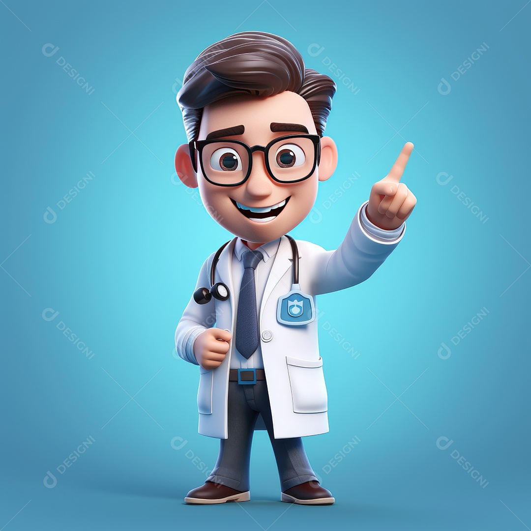 Desenho animado que representa um profissional da saúde como um médico ou enfermeiro