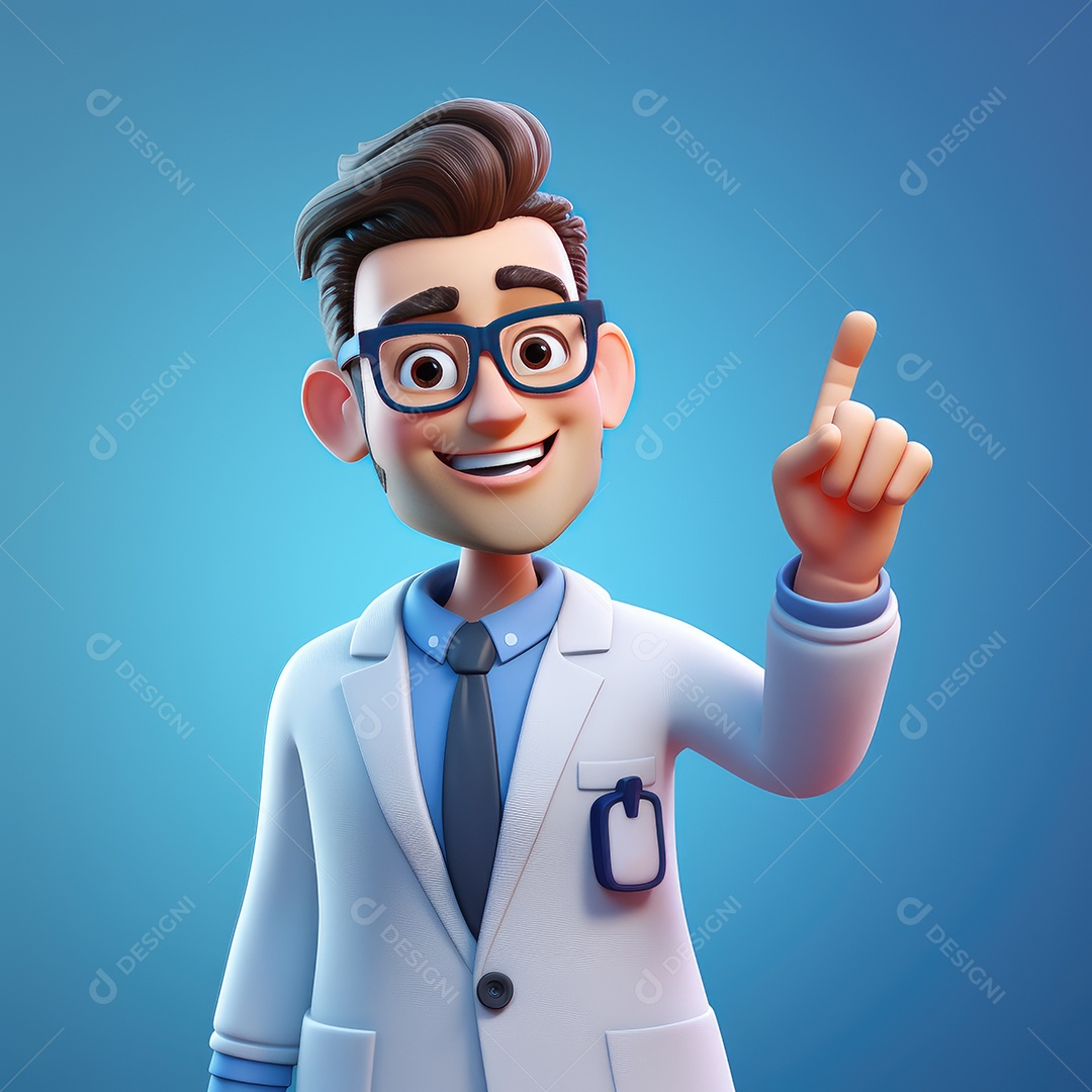 Desenho animado que representa um profissional da saúde como um médico ou enfermeiro