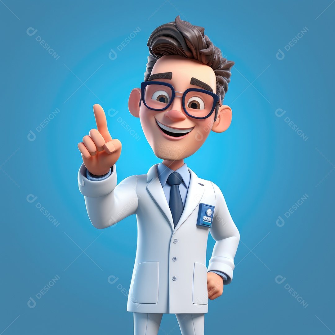 Desenho animado que representa um profissional da saúde como um médico ou enfermeiro