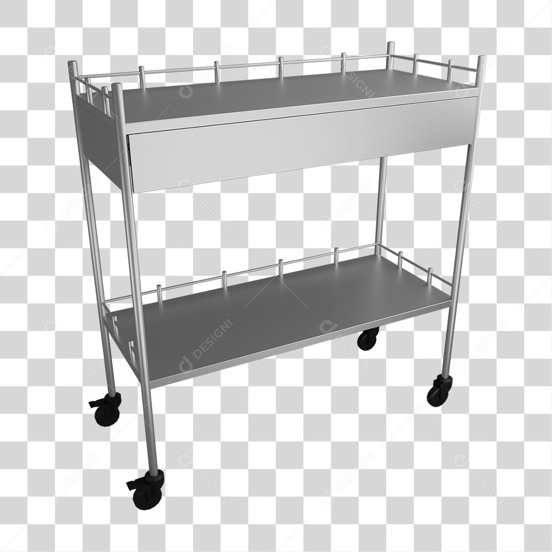 Prateleira de Metal com Rodas PNG Transparente
