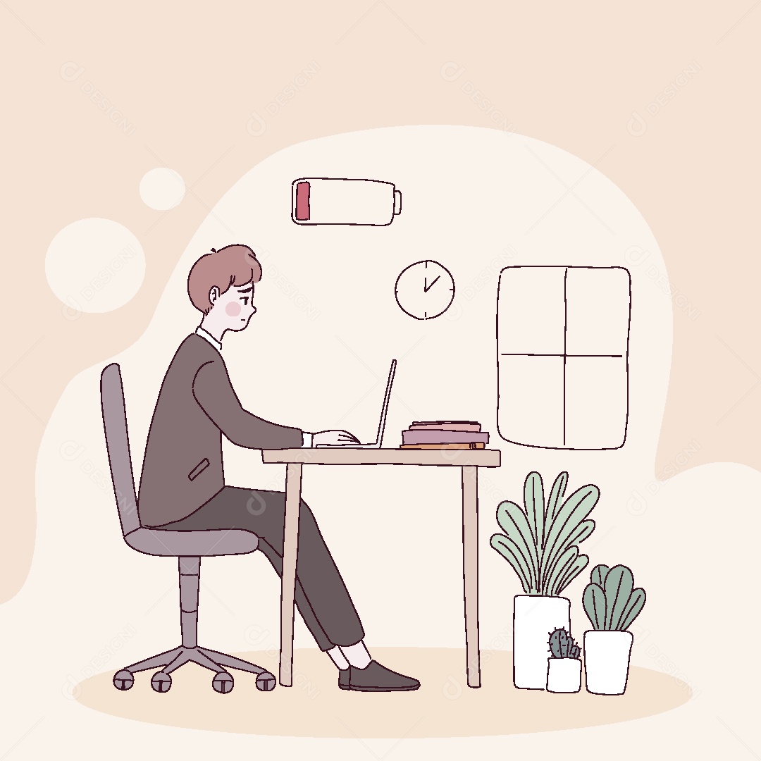 Esgotamento Emocional no Trabalho Ilustração Vetor EPS