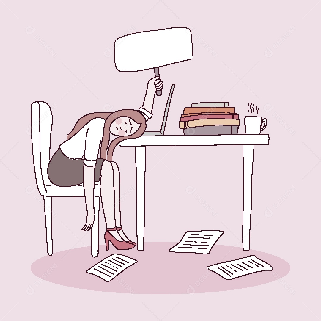 Esgotamento Emocional no Trabalho Ilustração Vetor EPS