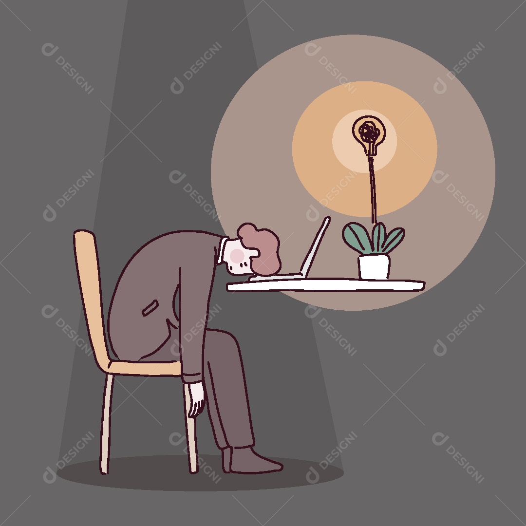 Esgotamento Emocional no Trabalho Ilustração Vetor EPS