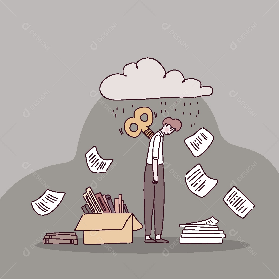 Esgotamento Emocional no Trabalho Ilustração Vetor EPS