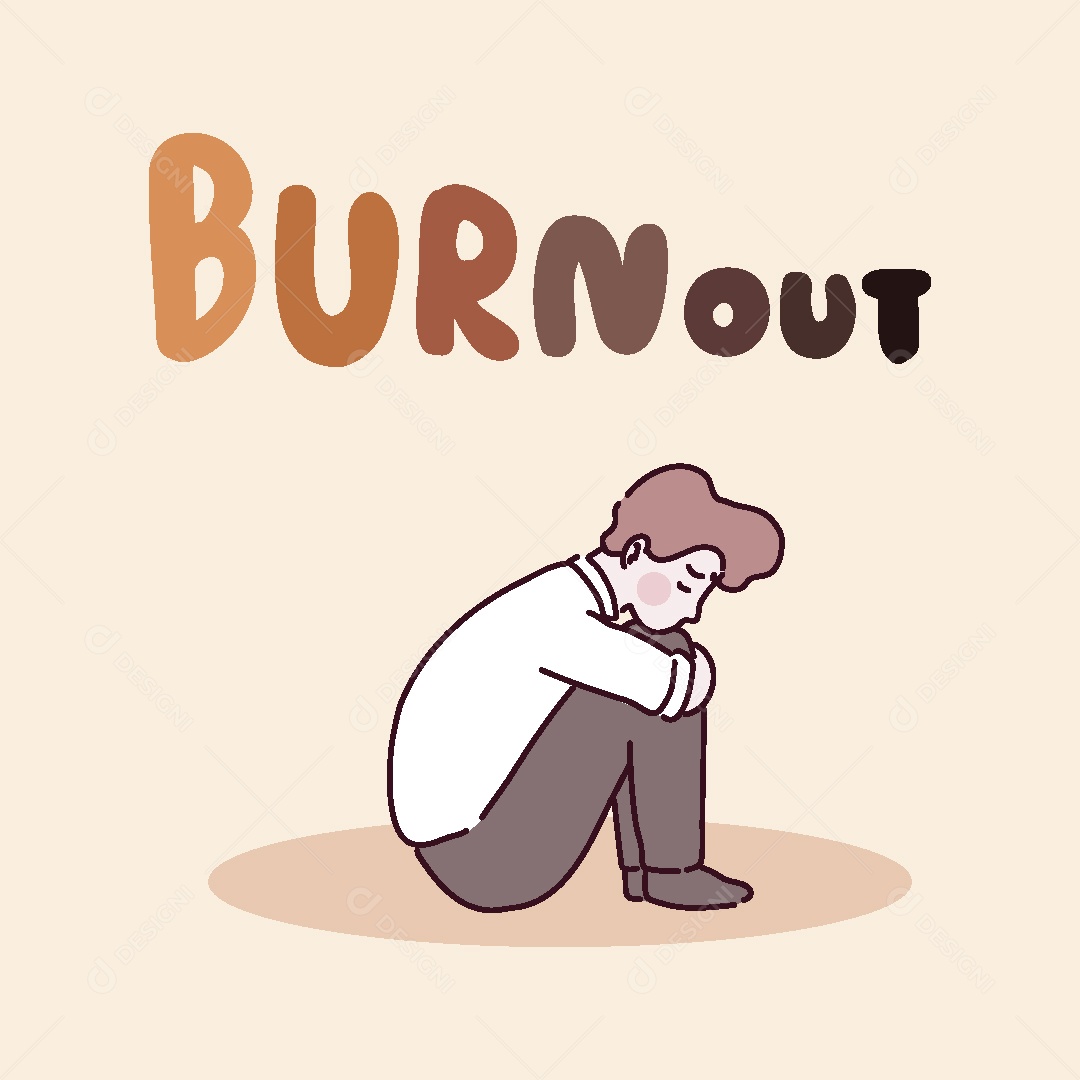 Esgotamento Emocional no Trabalho Ilustração Vetor EPS