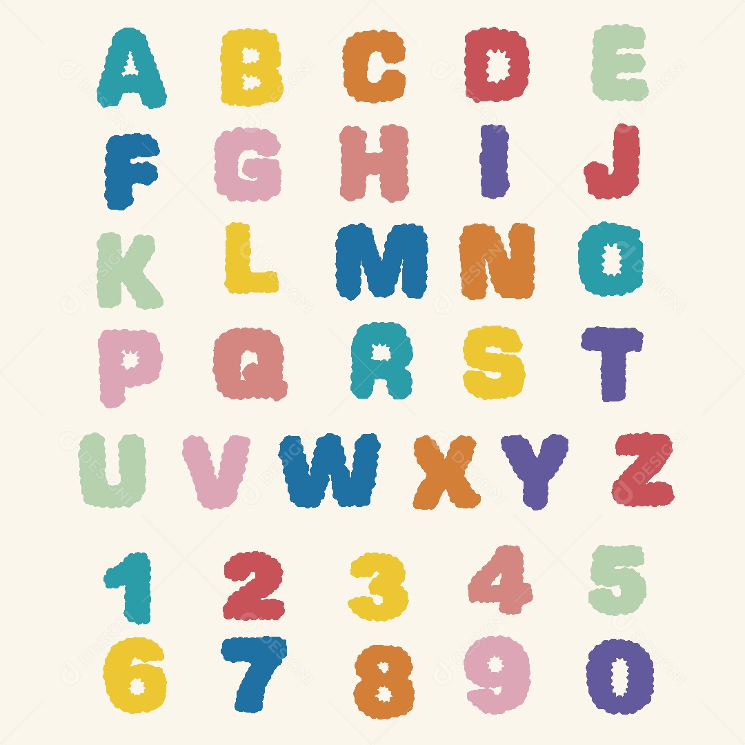 Alfabeto Divertido Com Números Ilustração Vetor EPS