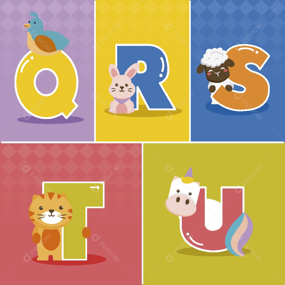 Alfabeto Divertido Ilustração Vetor EPS